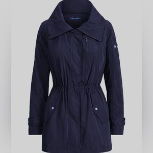 Brand New Lauren Ralph Lauren Hooded Rain Anorak Jacket, Navy color, Medium size
